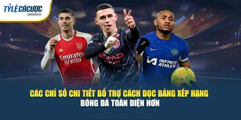 Các chỉ số chi tiết bổ trợ cách đọc bảng xếp hạng bóng đá toàn diện hơn