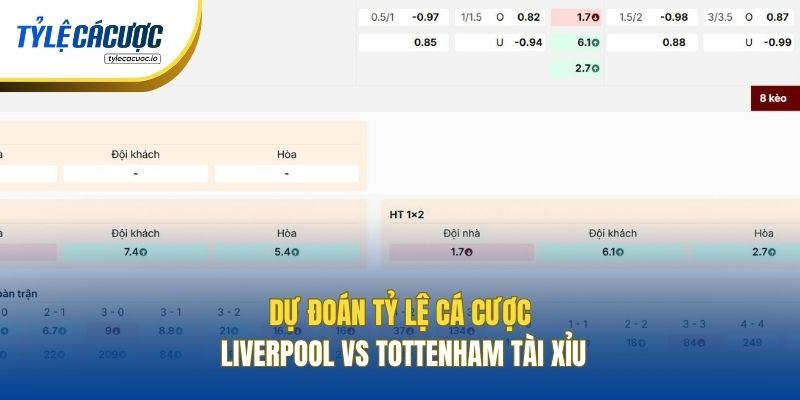 Dự đoán tỷ lệ cá cược Liverpool vs Tottenham Tài Xỉu