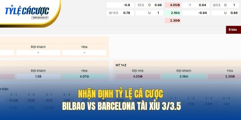 Nhận định tỷ lệ cá cược Bilbao vs Barcelona Tài Xỉu 3/3.5