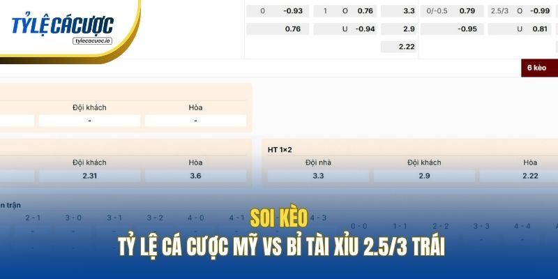 Soi kèo tỷ lệ cá cược Mỹ vs Bỉ Tài Xỉu 2.5/3 trái