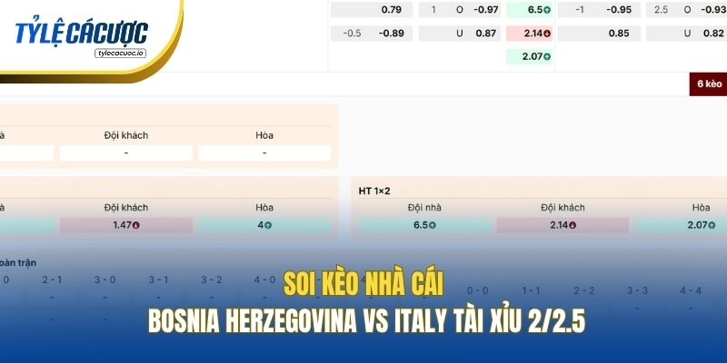 Soi kèo nhà cái Bosnia Herzegovina vs Italy Tài Xỉu 2/2.5
