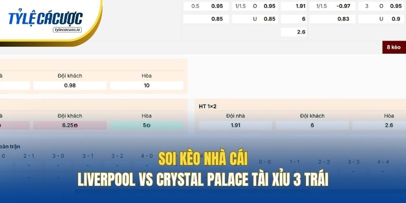 Soi kèo nhà cái Liverpool vs Crystal Palace Tài Xỉu 3 trái