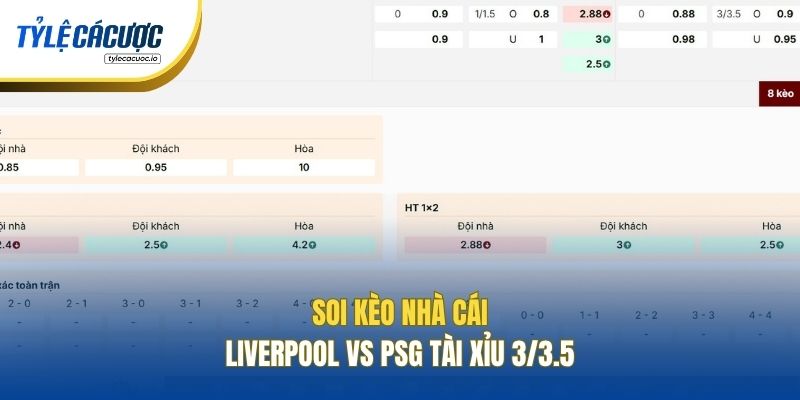Soi kèo nhà cái Liverpool vs PSG Tài Xỉu 3/3.5